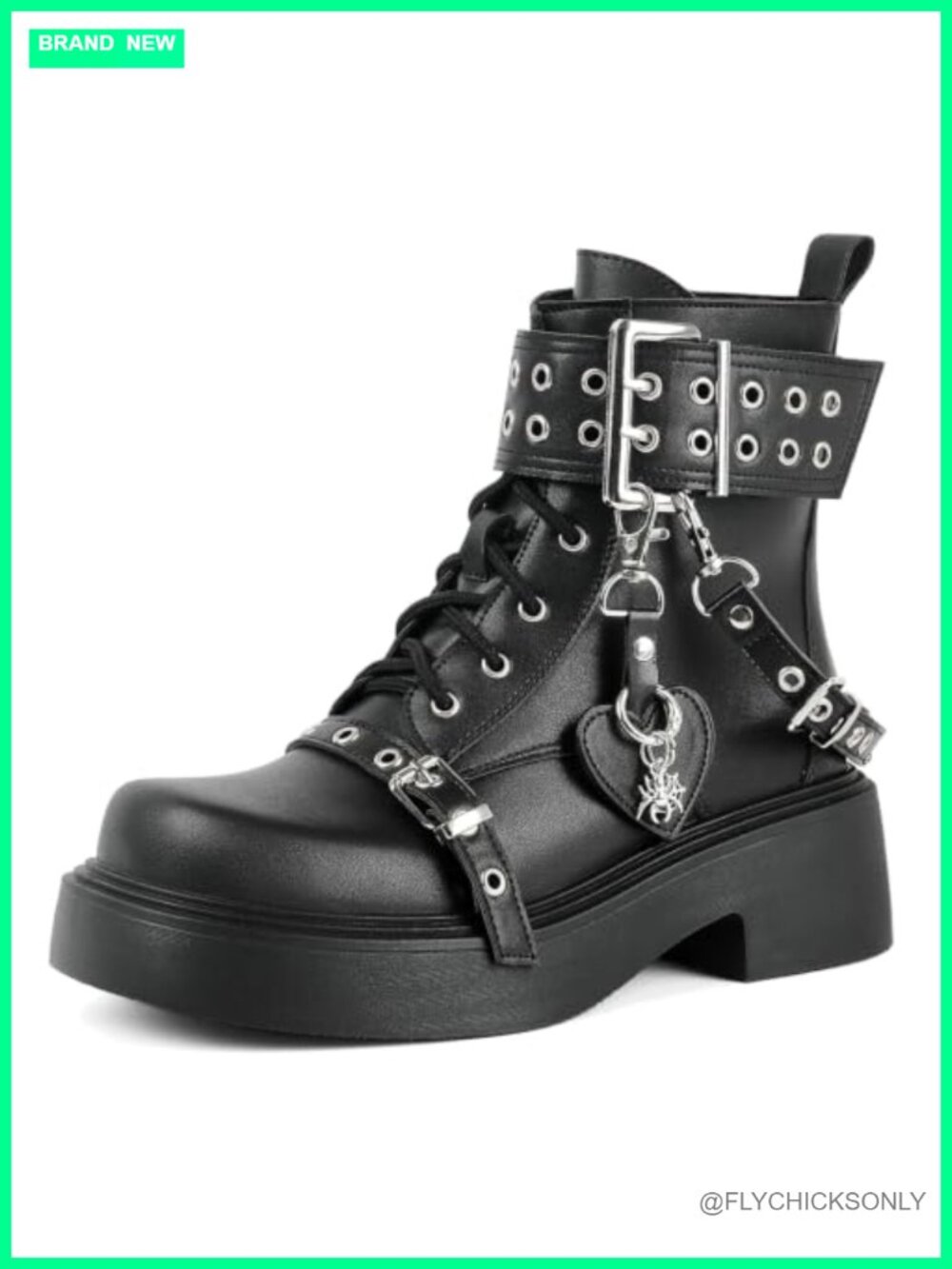 Platform Goth Ankle Boots Chunky Heel Lace Up Booties